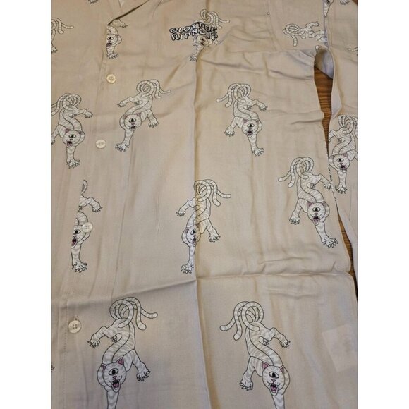 RIPNDIP X Clottee By Clot Dress Shirt Mens Sz XL Long Sleeve Button Up Beige NWT - Picture 7 of 16